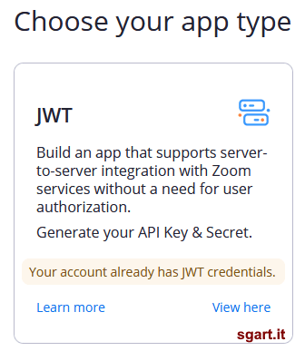 Creazione App di tipo JWT